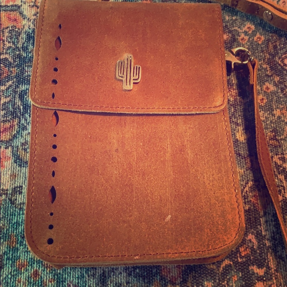 Leather Cactus- mini Crossbody purse